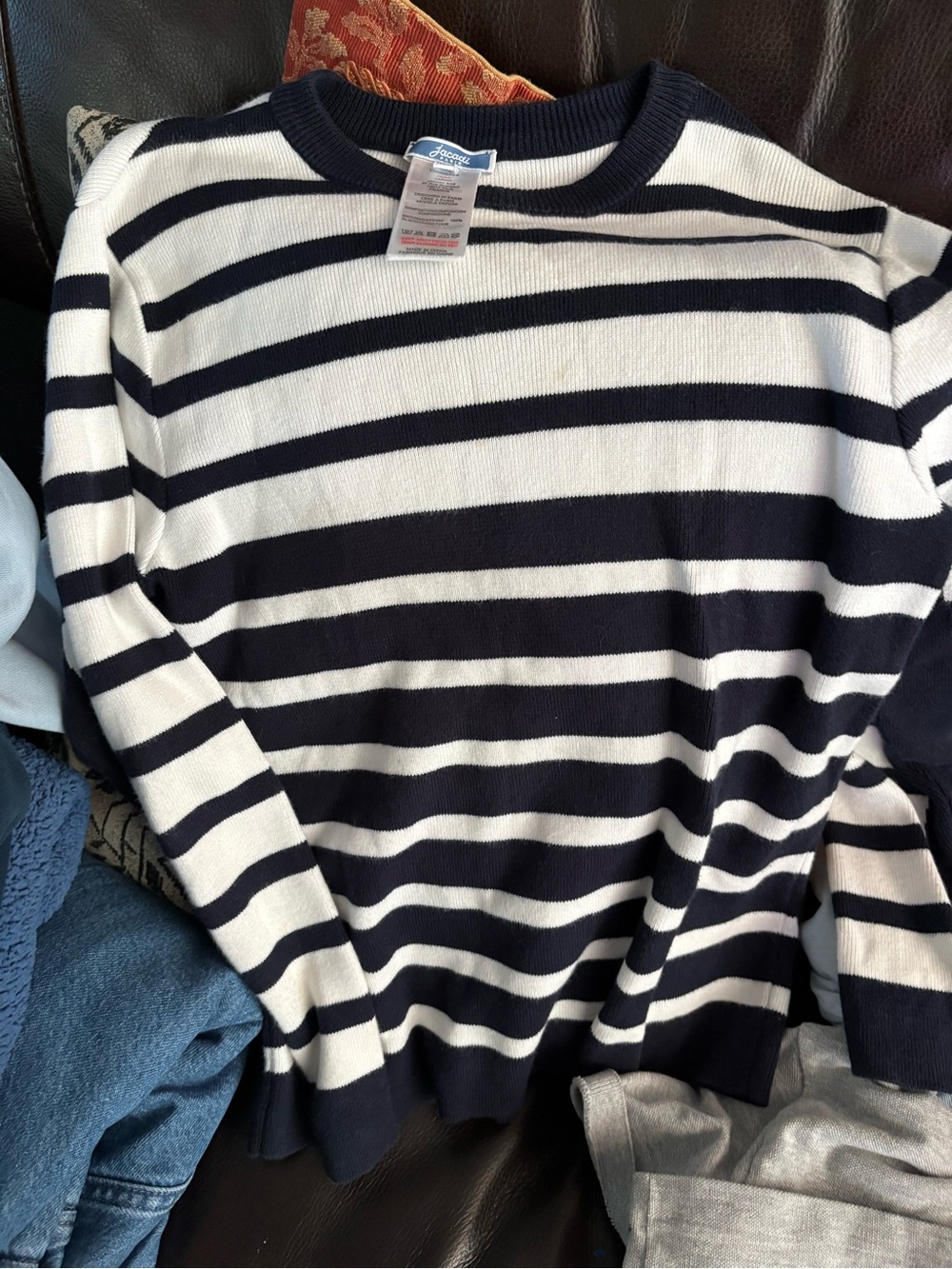Jacadi Navy and White Striped Crewneck Sweater